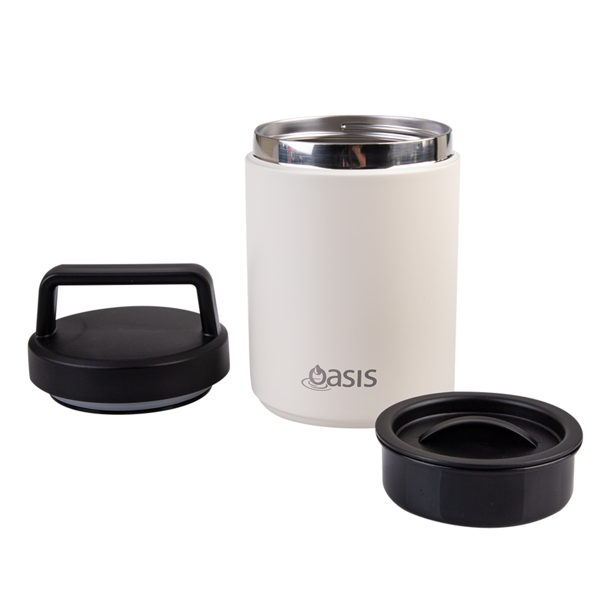 OASIS STAINLESS STEEL DOUBLE WALL INSULATED FOOD FLASK W/ HANDLE 480ML - ALABASTER
