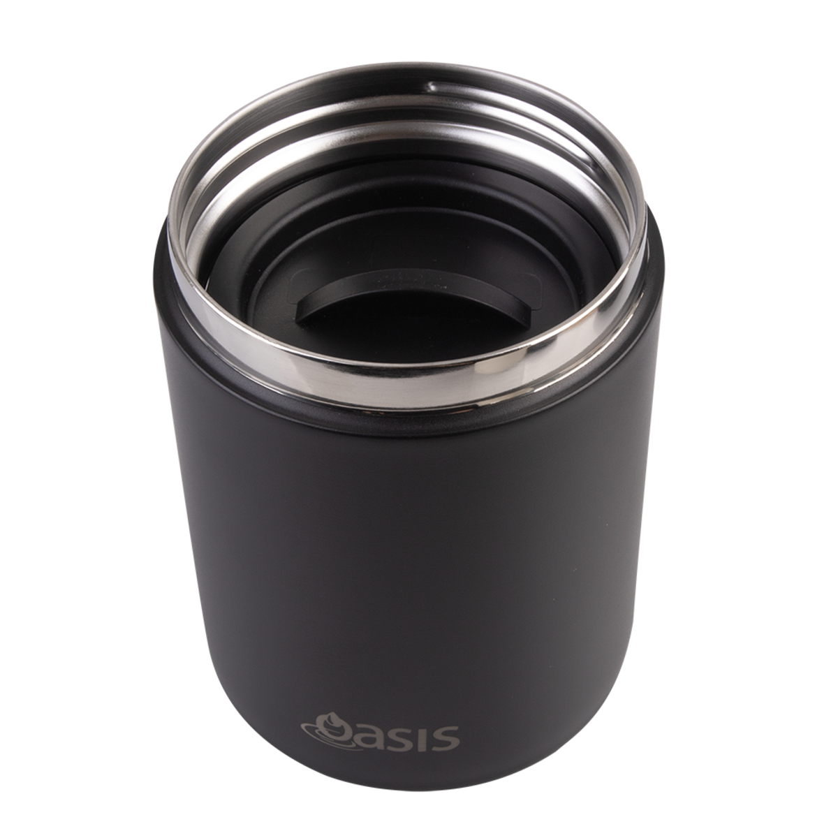 OASIS STAINLESS STEEL DOUBLE WALL INSULATED FOOD FLASK W/ HANDLE 480ML - BLACK