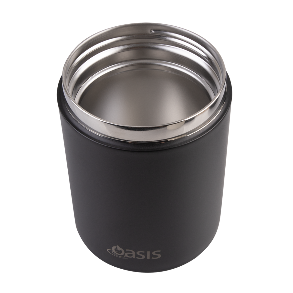 OASIS STAINLESS STEEL DOUBLE WALL INSULATED FOOD FLASK W/ HANDLE 480ML - BLACK