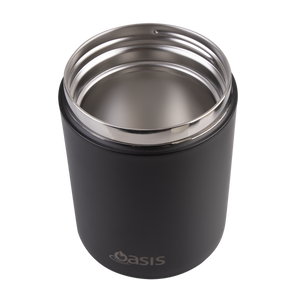 OASIS STAINLESS STEEL DOUBLE WALL INSULATED FOOD FLASK W/ HANDLE 480ML - BLACK