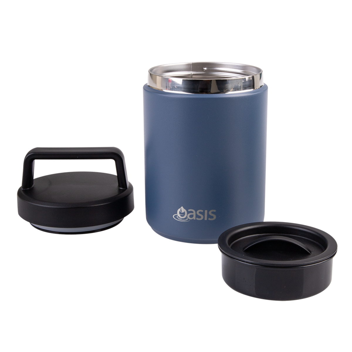 OASIS STAINLESS STEEL DOUBLE WALL INSULATED FOOD FLASK W/ HANDLE 480ML - Indigo