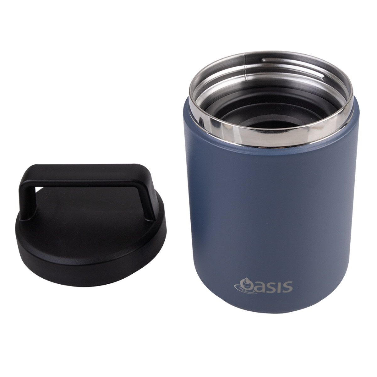 OASIS STAINLESS STEEL DOUBLE WALL INSULATED FOOD FLASK W/ HANDLE 480ML - Indigo