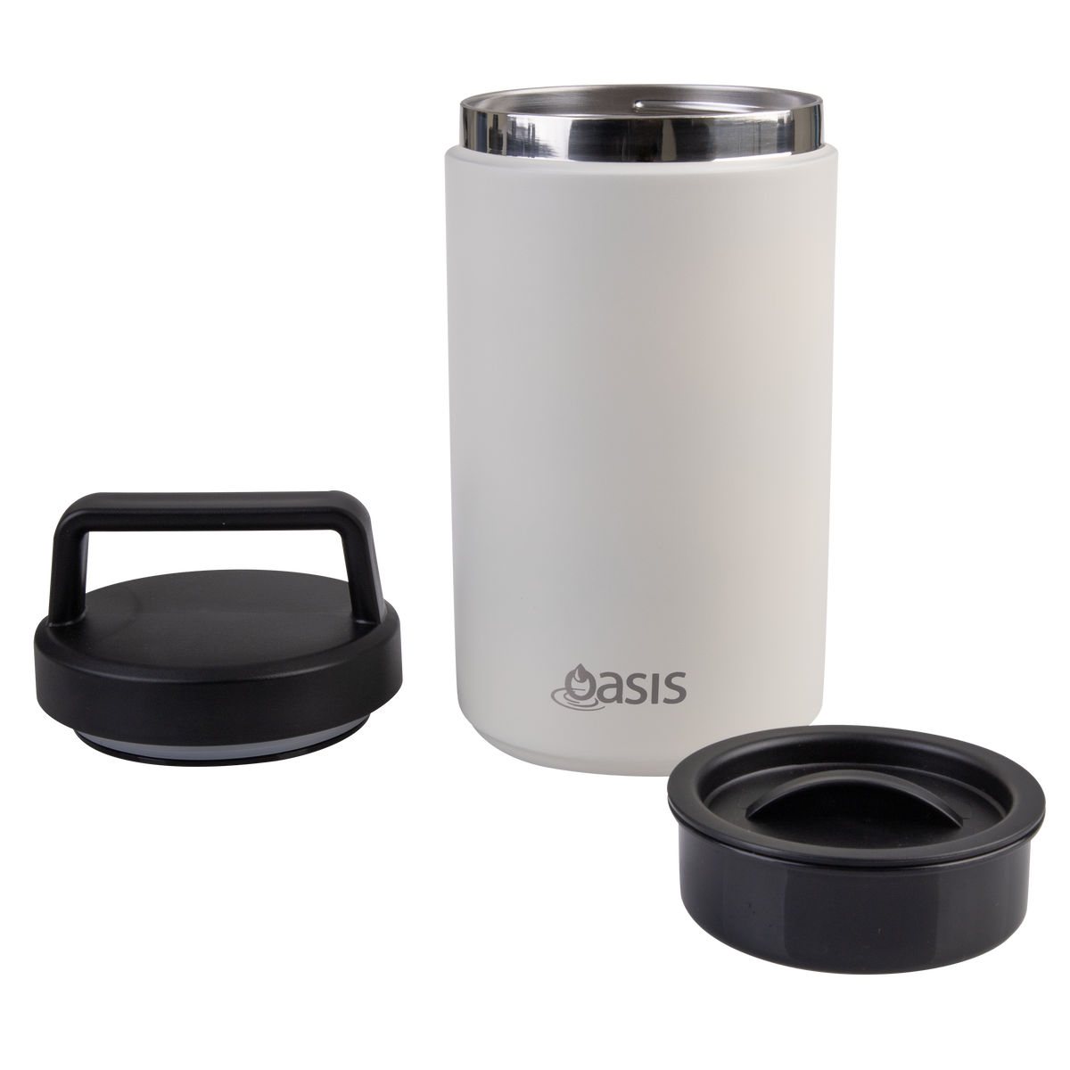 OASIS STAINLESS STEEL DOUBLE WALL INSULATED FOOD FLASK W/ HANDLE 700ML - ALABASTER