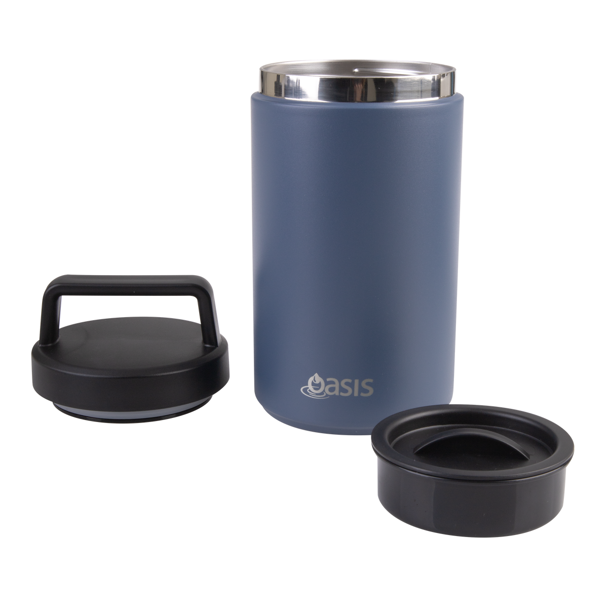 OASIS STAINLESS STEEL DOUBLE WALL INSULATED FOOD FLASK W/ HANDLE 700ML - INDIGO