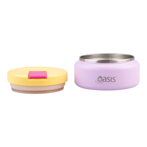OASIS STAINLESS STEEL DOUBLE WALL INSULATED FOOD FLASK W/ QUICK RELEASE LID - Mini Food Jar -  BUBBLEGUM PINK