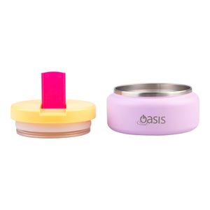OASIS STAINLESS STEEL DOUBLE WALL INSULATED FOOD FLASK W/ QUICK RELEASE LID - Mini Food Jar -  BUBBLEGUM PINK