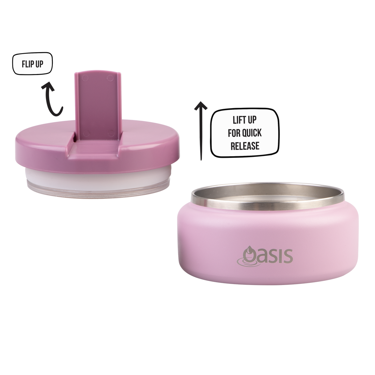 OASIS STAINLESS STEEL DOUBLE WALL INSULATED FOOD FLASK W/ QUICK RELEASE LID - Mini Food Jar -  BLUSH