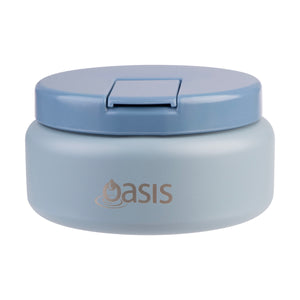 OASIS STAINLESS STEEL DOUBLE WALL INSULATED FOOD FLASK W/ QUICK RELEASE LID - Mini Food Jar -  HAZY BLUE