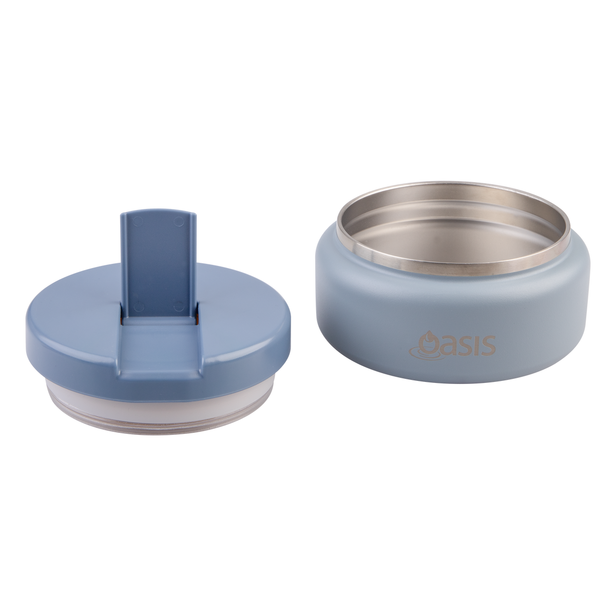 OASIS STAINLESS STEEL DOUBLE WALL INSULATED FOOD FLASK W/ QUICK RELEASE LID - Mini Food Jar -  HAZY BLUE