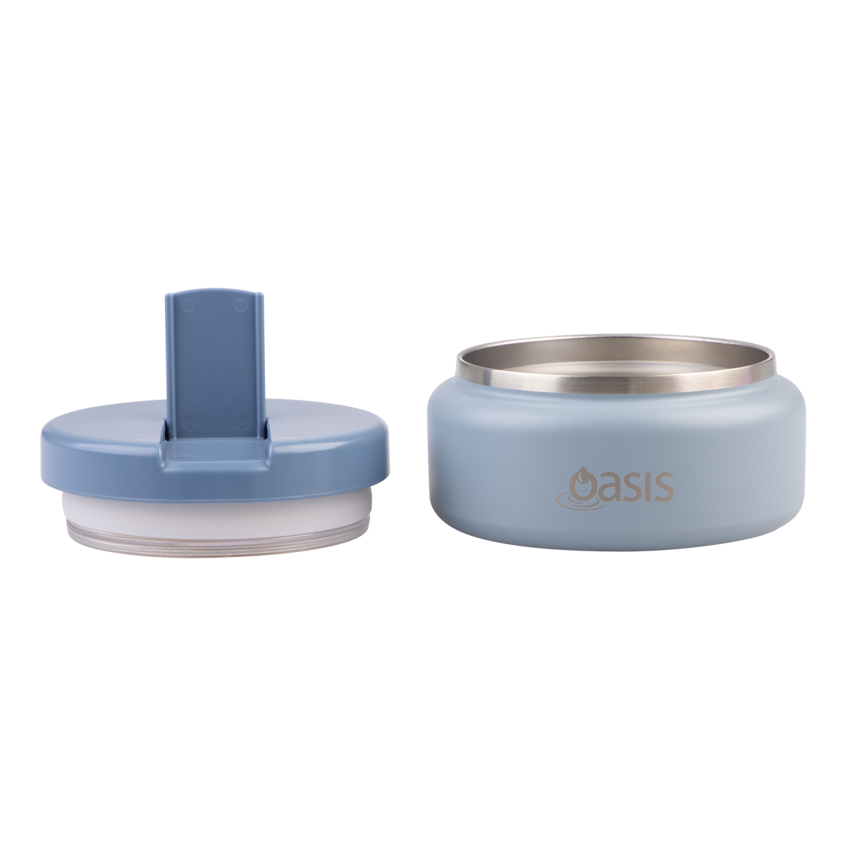 OASIS STAINLESS STEEL DOUBLE WALL INSULATED FOOD FLASK W/ QUICK RELEASE LID - Mini Food Jar -  HAZY BLUE