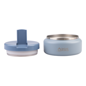 OASIS STAINLESS STEEL DOUBLE WALL INSULATED FOOD FLASK W/ QUICK RELEASE LID - Mini Food Jar -  HAZY BLUE