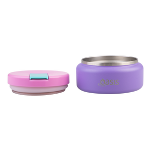 OASIS STAINLESS STEEL DOUBLE WALL INSULATED FOOD FLASK W/ QUICK RELEASE LID - Mini Food Jar -  MERMAID PURPLE
