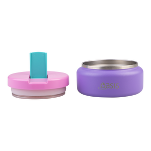 OASIS STAINLESS STEEL DOUBLE WALL INSULATED FOOD FLASK W/ QUICK RELEASE LID - Mini Food Jar -  MERMAID PURPLE