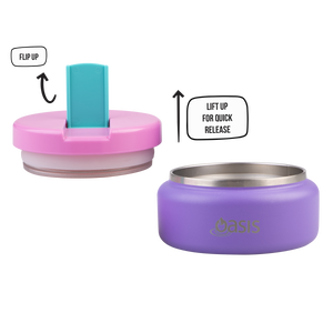 OASIS STAINLESS STEEL DOUBLE WALL INSULATED FOOD FLASK W/ QUICK RELEASE LID - Mini Food Jar -  MERMAID PURPLE