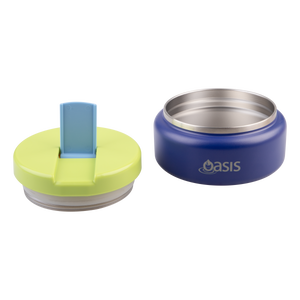OASIS STAINLESS STEEL DOUBLE WALL INSULATED FOOD FLASK W/ QUICK RELEASE LID - Mini Food Jar -  PEACOCK BLUE