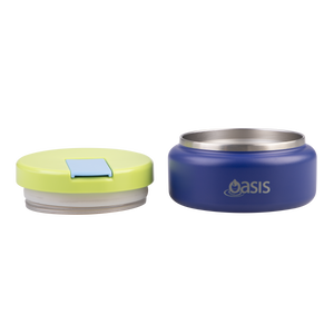 OASIS STAINLESS STEEL DOUBLE WALL INSULATED FOOD FLASK W/ QUICK RELEASE LID - Mini Food Jar -  PEACOCK BLUE