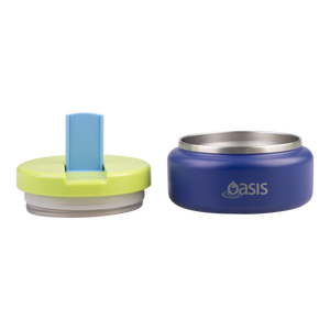 OASIS STAINLESS STEEL DOUBLE WALL INSULATED FOOD FLASK W/ QUICK RELEASE LID - Mini Food Jar -  PEACOCK BLUE