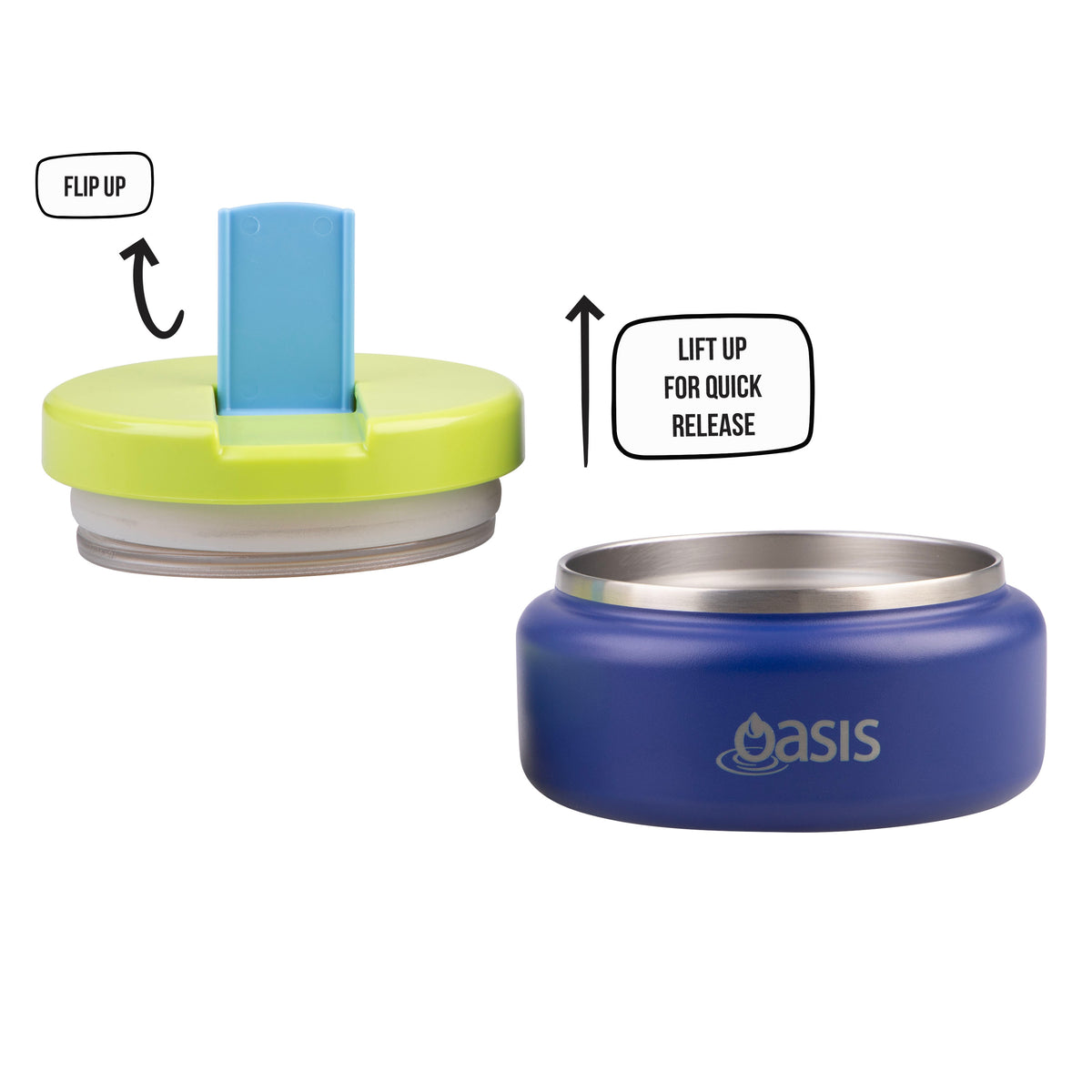 OASIS STAINLESS STEEL DOUBLE WALL INSULATED FOOD FLASK W/ QUICK RELEASE LID - Mini Food Jar -  PEACOCK BLUE