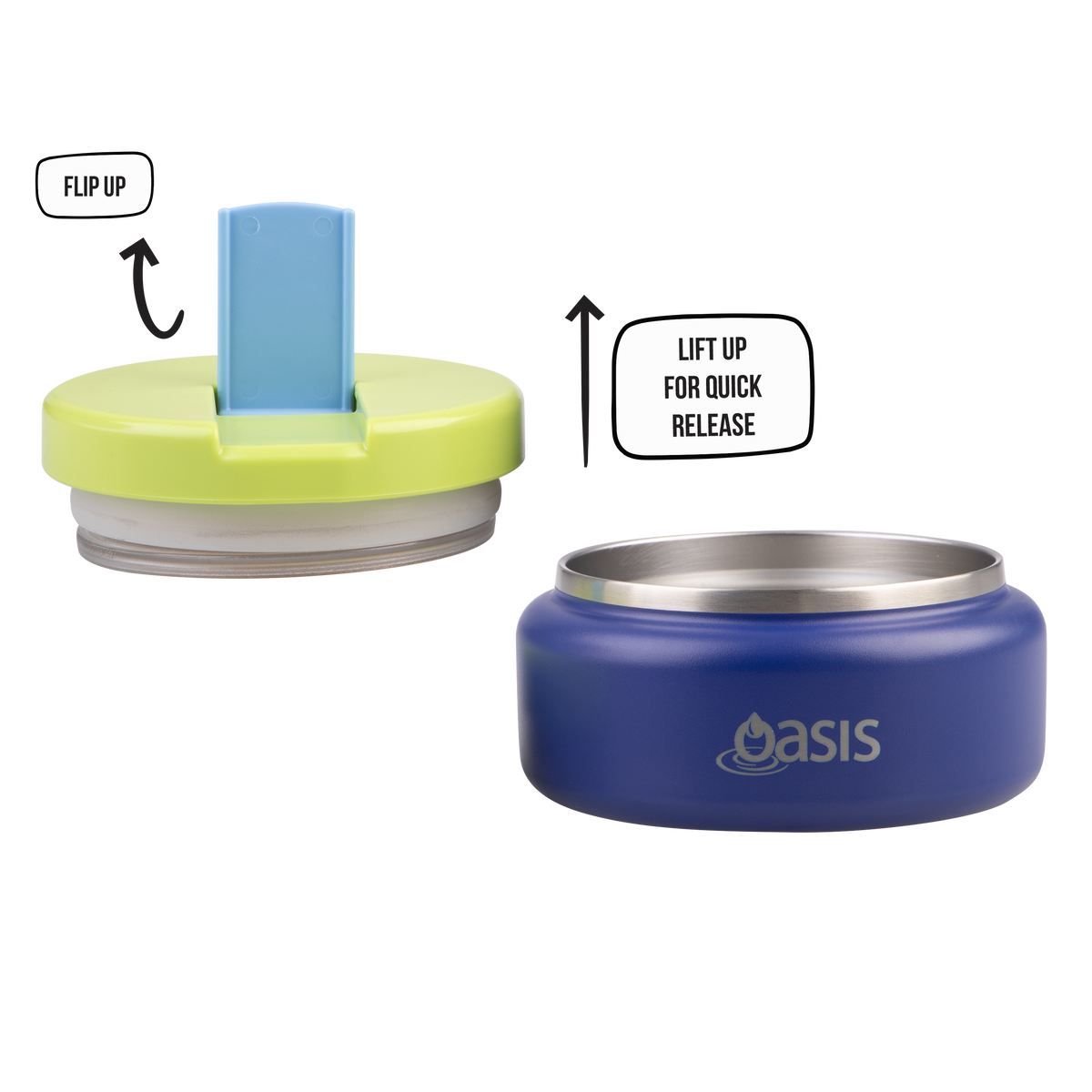 OASIS STAINLESS STEEL DOUBLE WALL INSULATED FOOD FLASK W/ QUICK RELEASE LID - Mini Food Jar -  PEACOCK BLUE