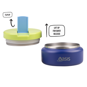 OASIS STAINLESS STEEL DOUBLE WALL INSULATED FOOD FLASK W/ QUICK RELEASE LID - Mini Food Jar -  PEACOCK BLUE