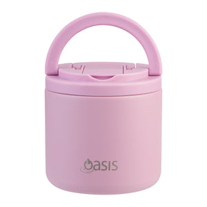 OASIS STAINLESS STEEL DOUBLE WALL INSULATED FOOD FLASK W/ QUICK RELEASE LID - 500ML -  Blush