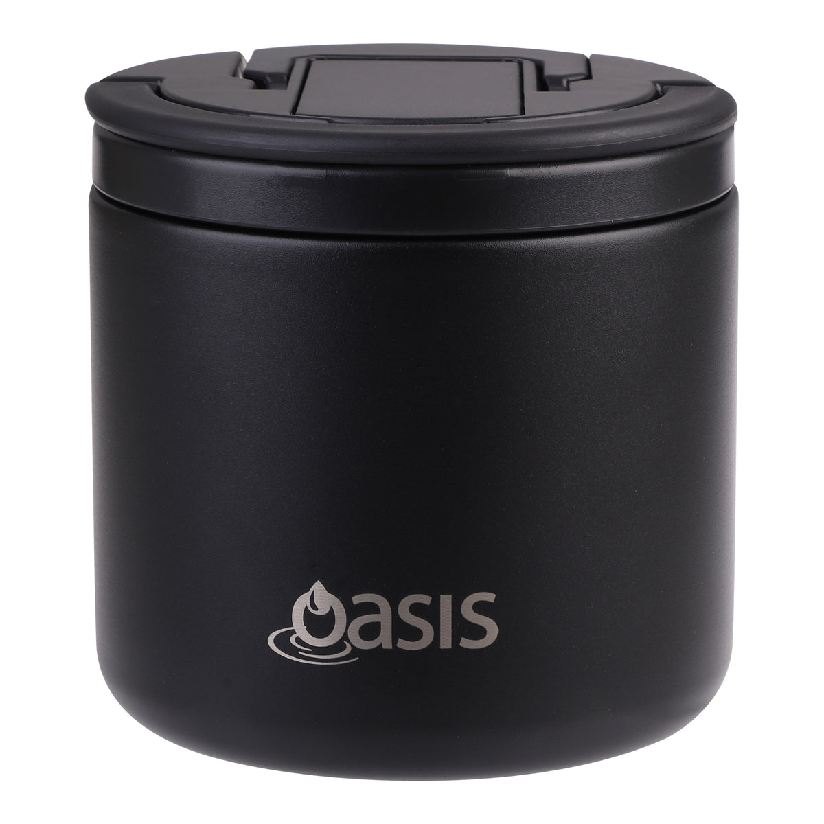 OASIS STAINLESS STEEL DOUBLE WALL INSULATED FOOD FLASK W/ QUICK RELEASE LID &amp; SPORK 550ML - Black