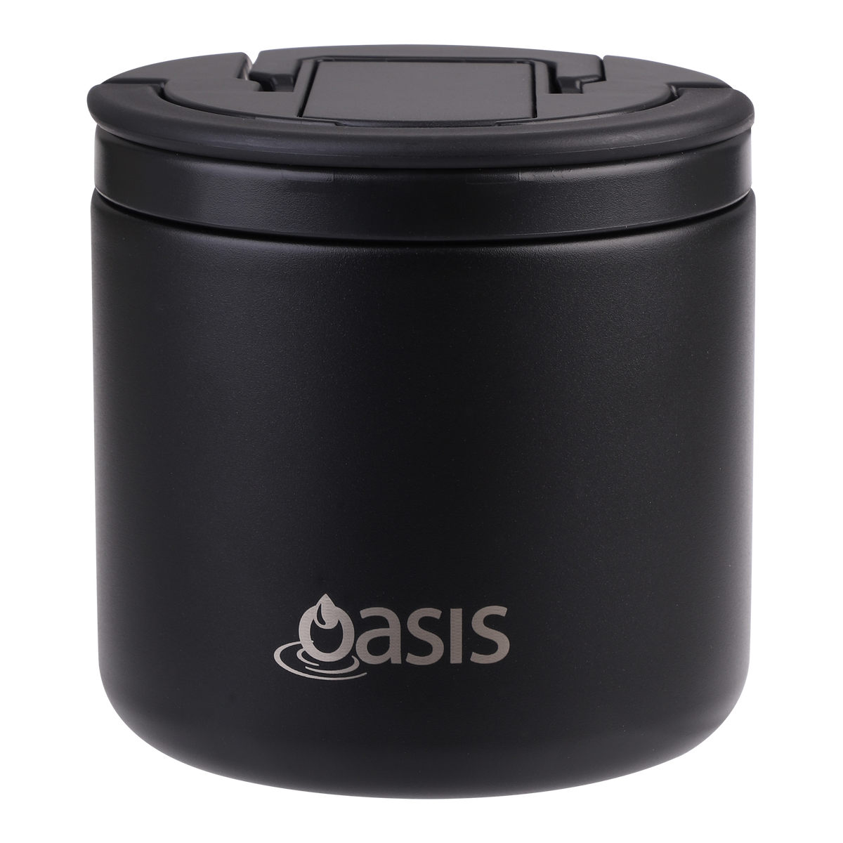 OASIS STAINLESS STEEL DOUBLE WALL INSULATED FOOD FLASK W/ QUICK RELEASE LID &amp; SPORK 550ML - Black