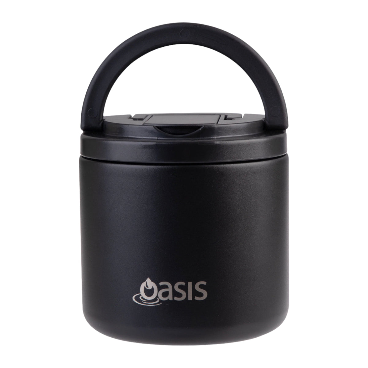 OASIS STAINLESS STEEL DOUBLE WALL INSULATED FOOD FLASK W/ QUICK RELEASE LID &amp; SPORK 550ML - Black