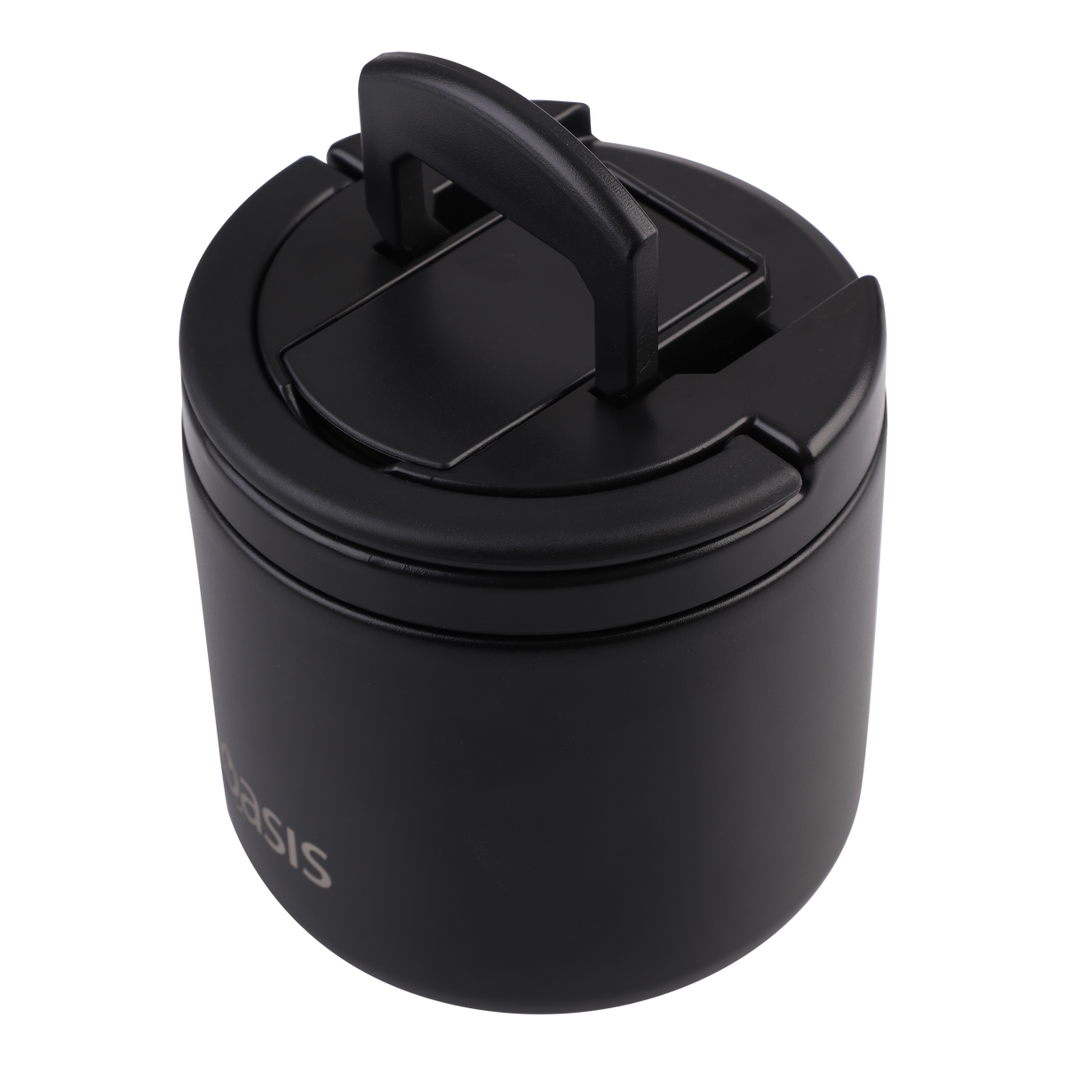 OASIS STAINLESS STEEL DOUBLE WALL INSULATED FOOD FLASK W/ QUICK RELEASE LID &amp; SPORK 550ML - Black