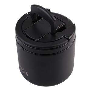 OASIS STAINLESS STEEL DOUBLE WALL INSULATED FOOD FLASK W/ QUICK RELEASE LID & SPORK 550ML - Black