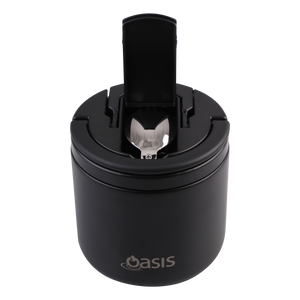 OASIS STAINLESS STEEL DOUBLE WALL INSULATED FOOD FLASK W/ QUICK RELEASE LID & SPORK 550ML - Black
