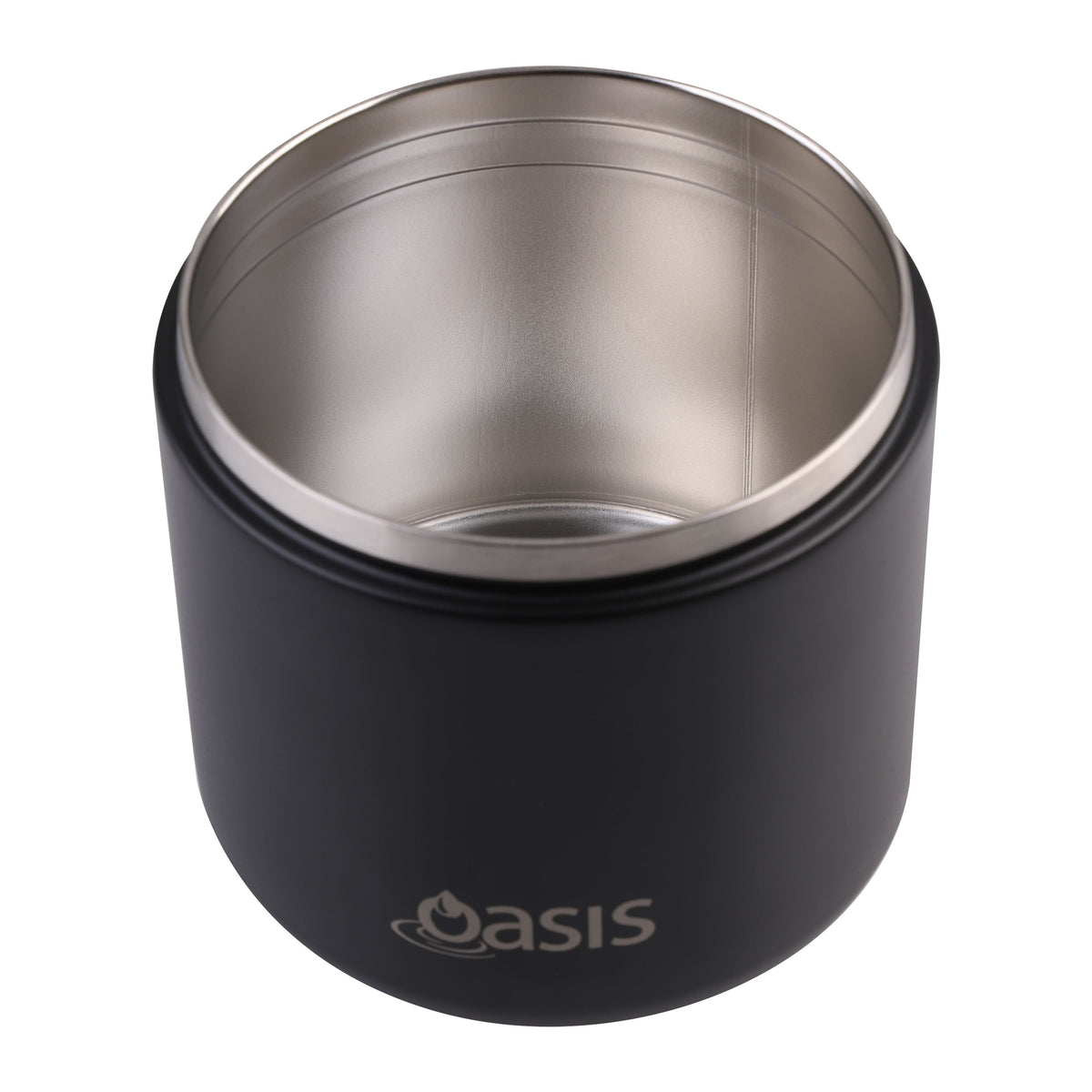 OASIS STAINLESS STEEL DOUBLE WALL INSULATED FOOD FLASK W/ QUICK RELEASE LID &amp; SPORK 550ML - Black