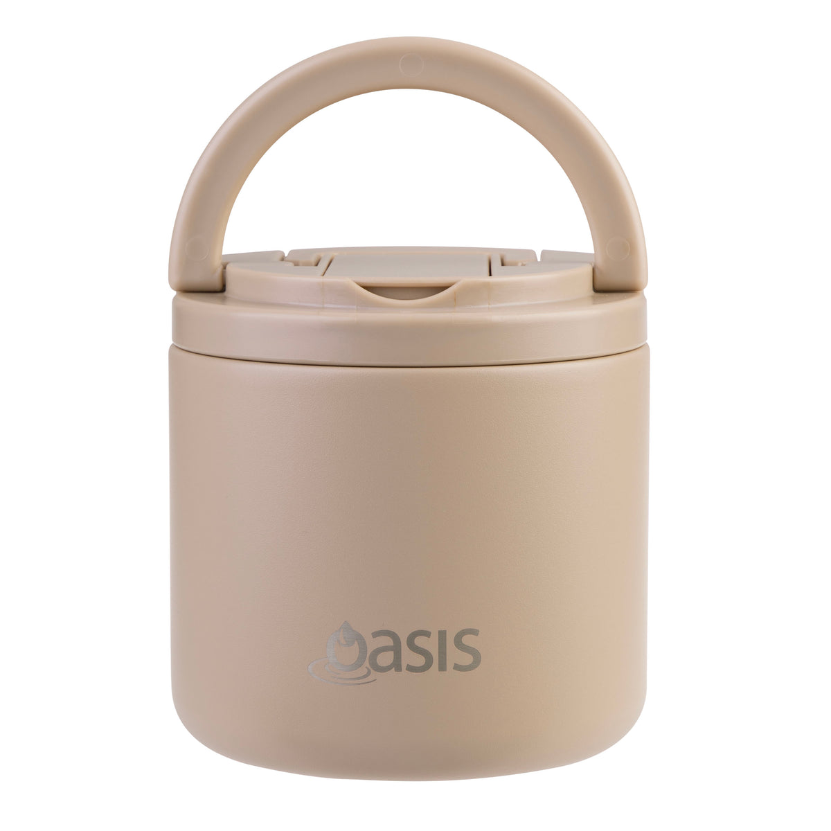 OASIS STAINLESS STEEL DOUBLE WALL INSULATED FOOD FLASK W/ QUICK RELEASE LID &amp; SPORK 550ML - Latte