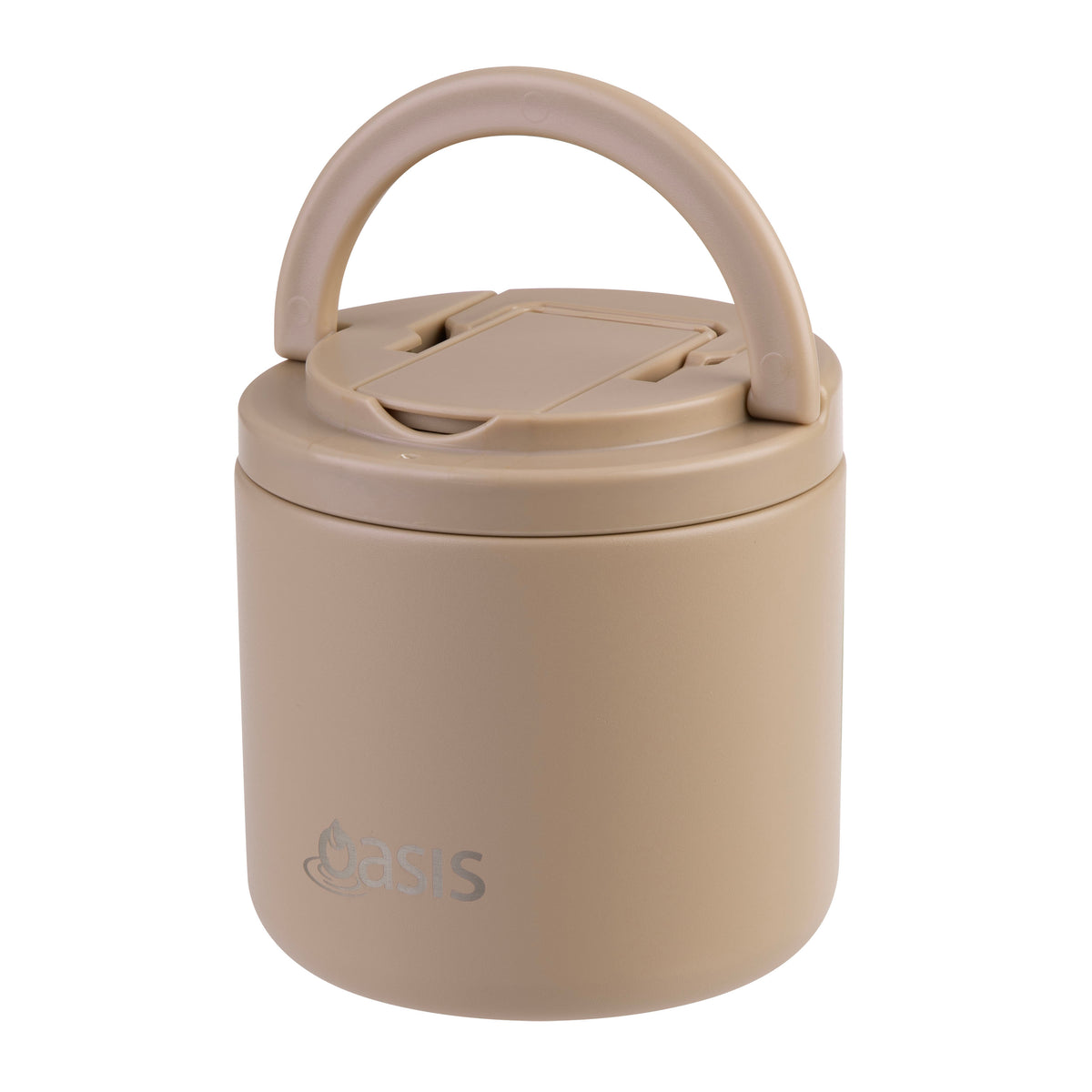 OASIS STAINLESS STEEL DOUBLE WALL INSULATED FOOD FLASK W/ QUICK RELEASE LID &amp; SPORK 550ML - Latte
