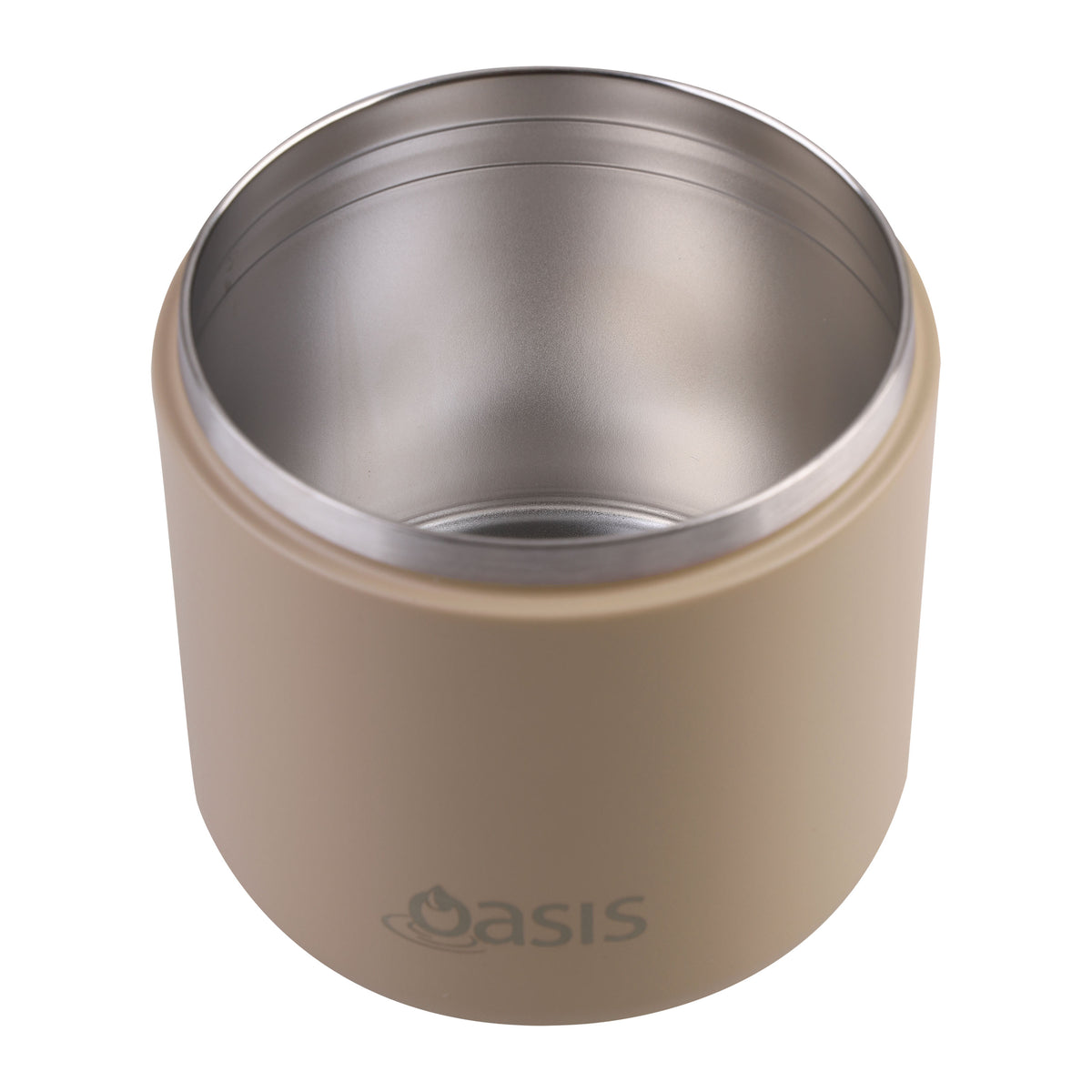 OASIS STAINLESS STEEL DOUBLE WALL INSULATED FOOD FLASK W/ QUICK RELEASE LID &amp; SPORK 550ML - Latte