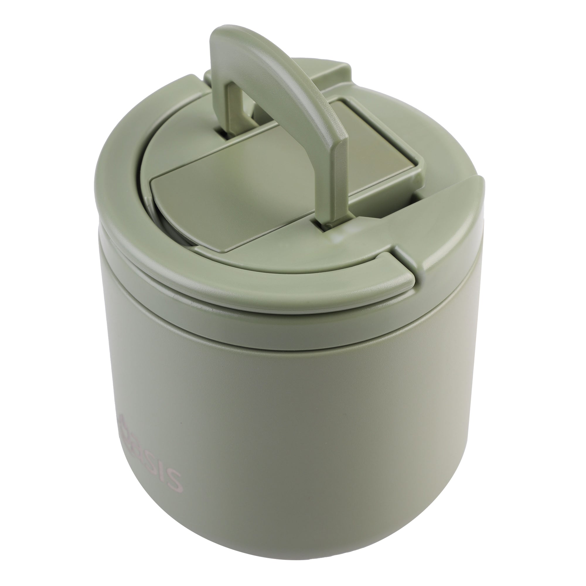 OASIS STAINLESS STEEL DOUBLE WALL INSULATED FOOD FLASK W/ QUICK RELEASE LID & SPORK 550ML - Olive Green