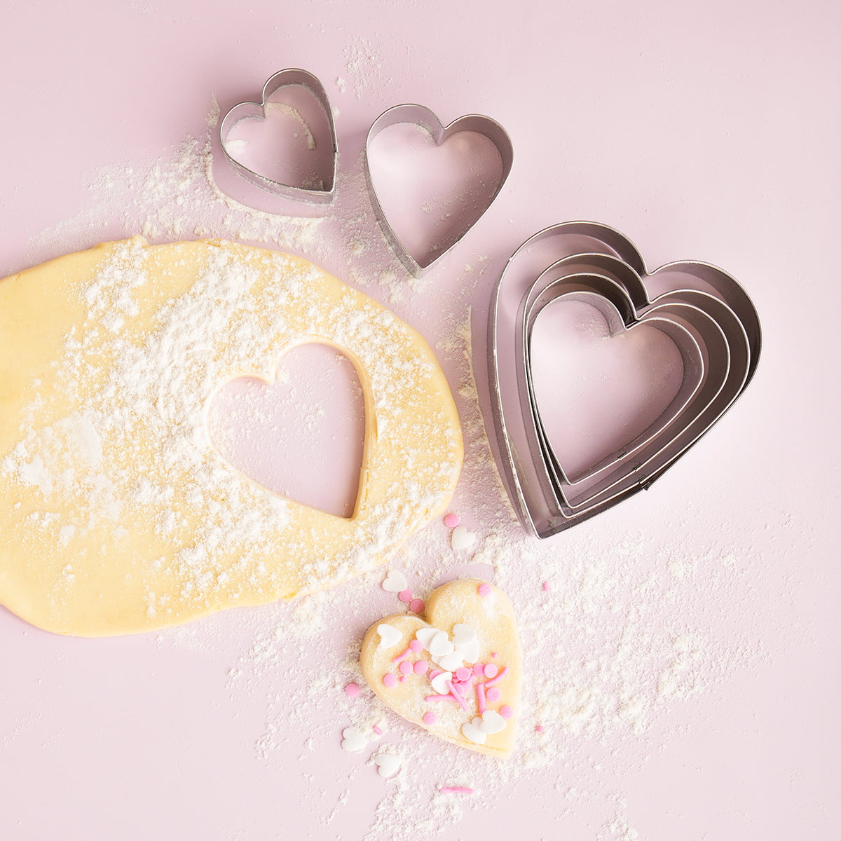 6-Piece HEART Stainless Pastry Cutter Set - by Sprinks