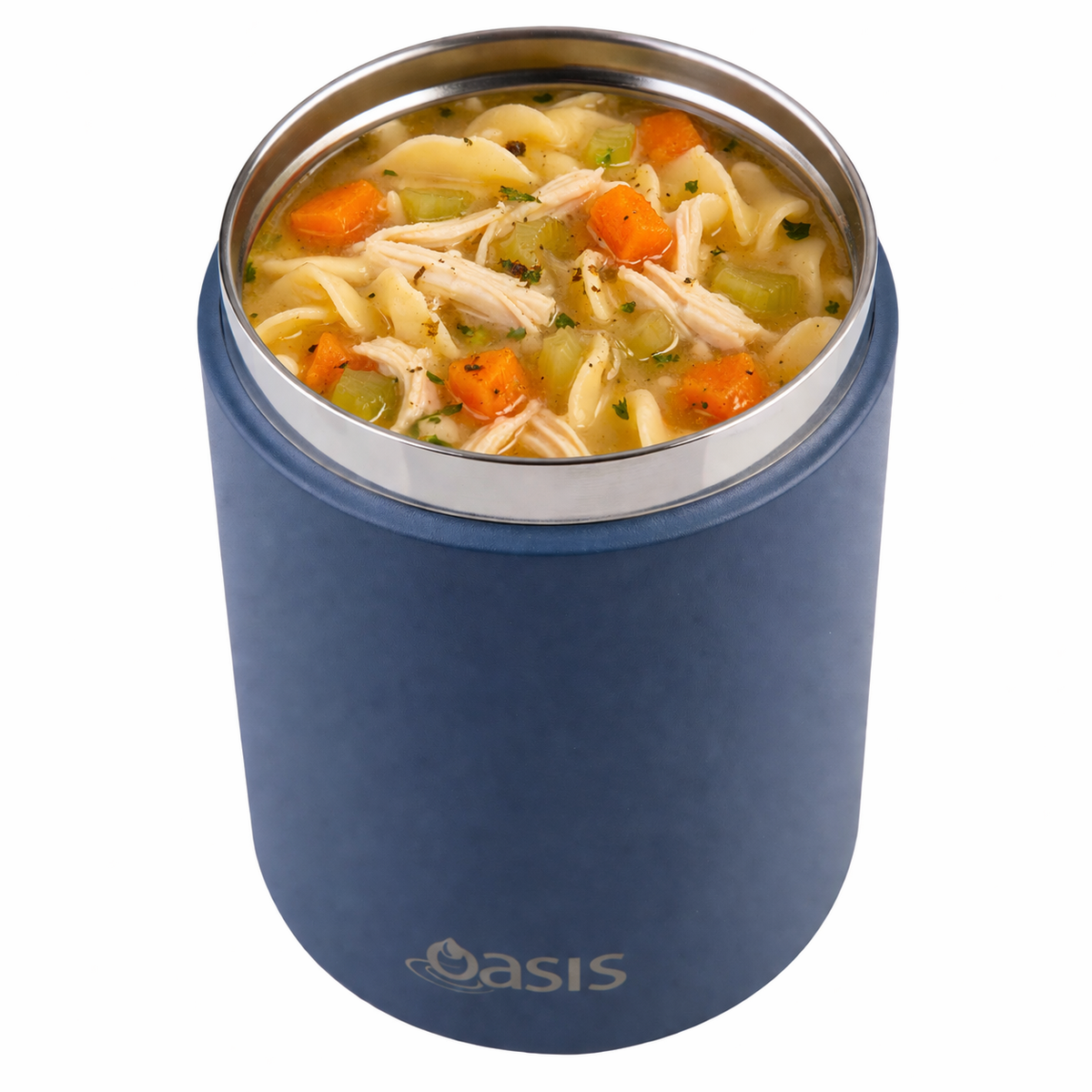 OASIS STAINLESS STEEL DOUBLE WALL INSULATED FOOD FLASK W/ HANDLE 480ML - Indigo