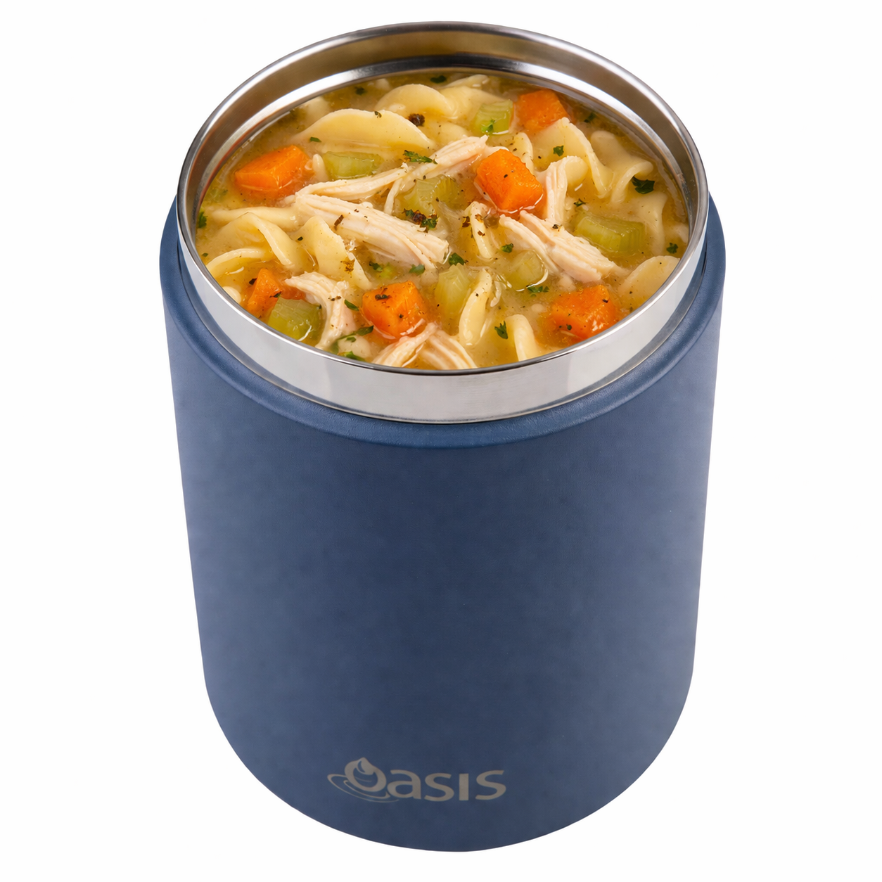 OASIS STAINLESS STEEL DOUBLE WALL INSULATED FOOD FLASK W/ HANDLE 480ML - Indigo