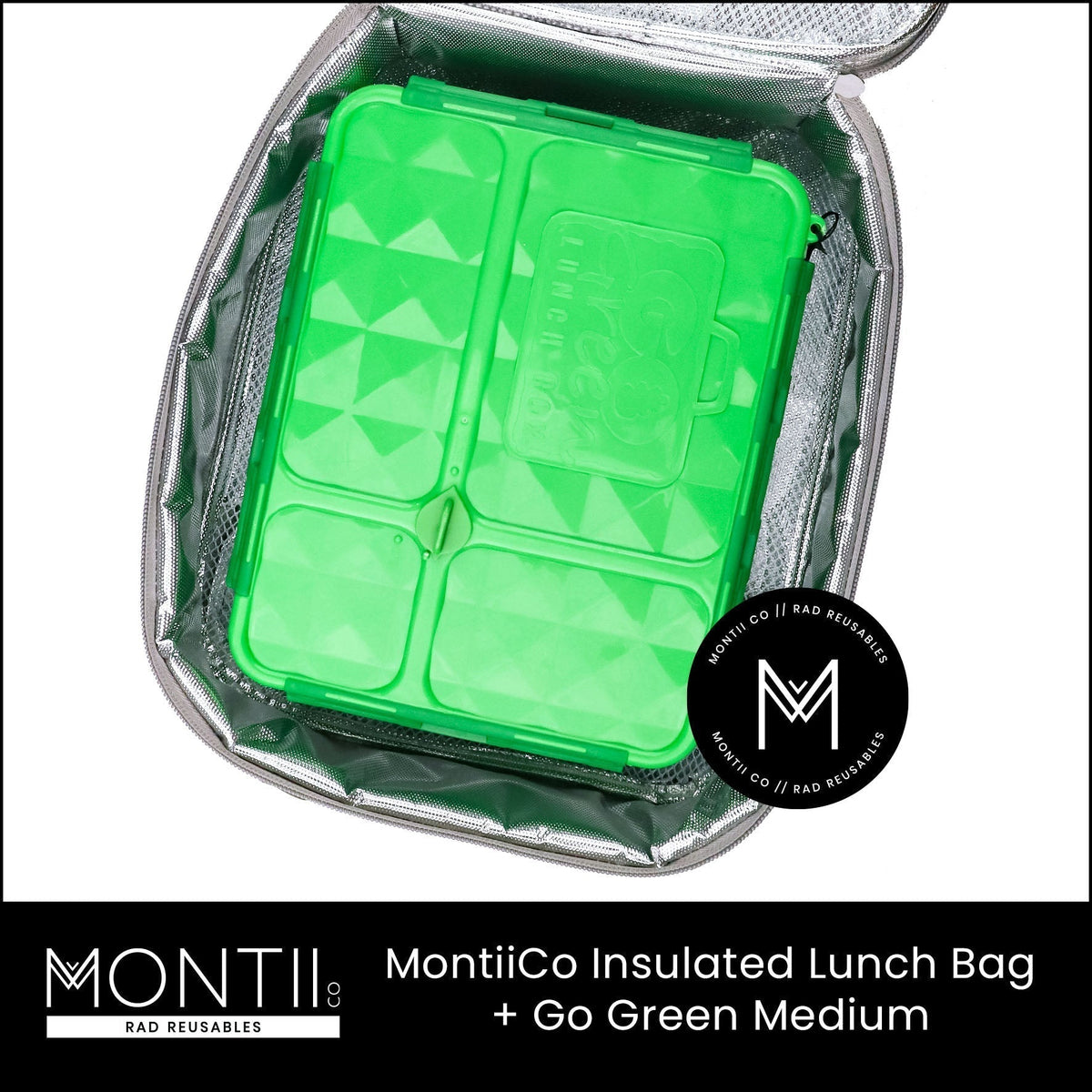 Montiico Insulated Lunch bag - Large - Black Gingham