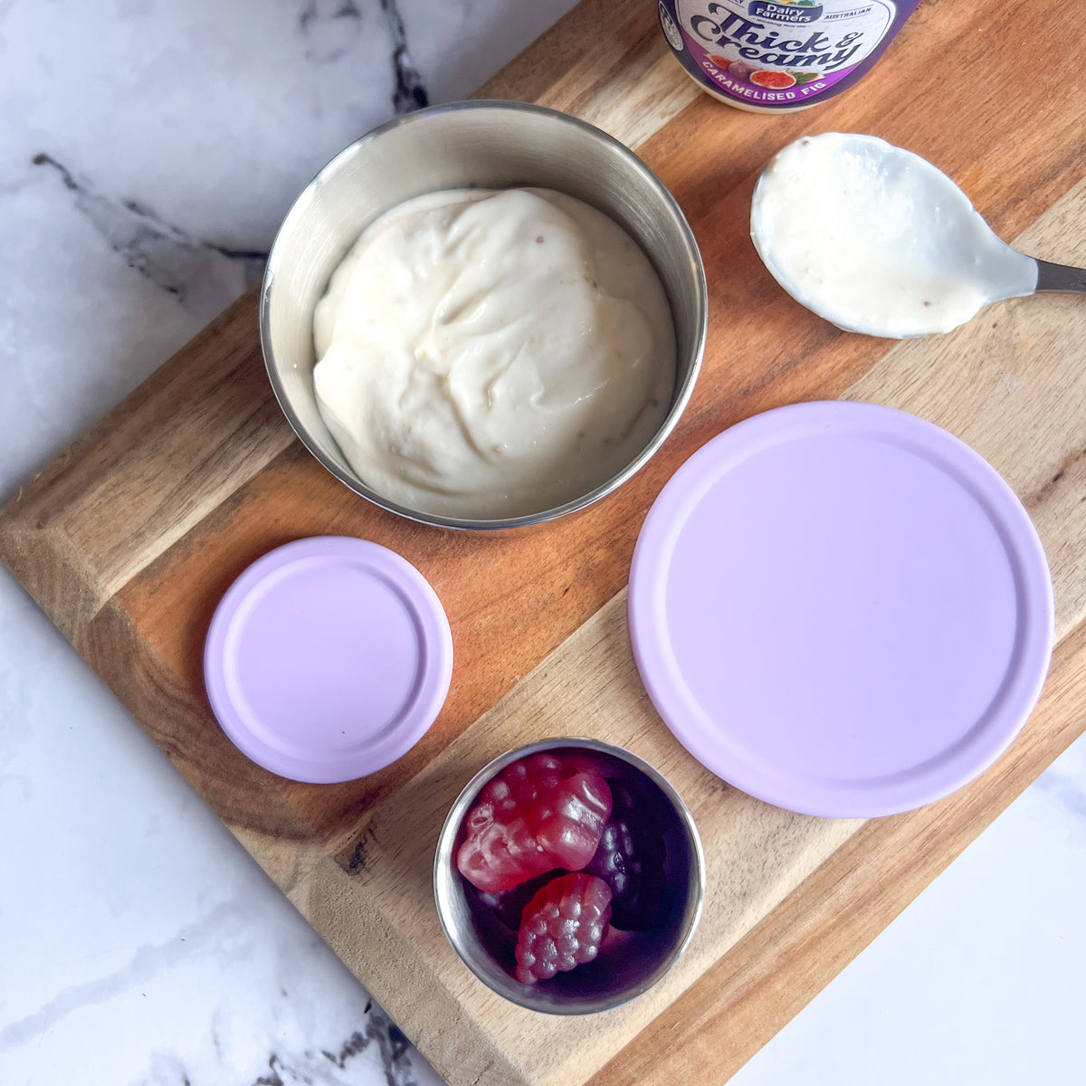 Ss Stackable Snack Pot Ecococoon Stainless Steel Snack Pots - Grape - Coastal Kidswear