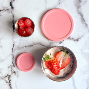 Ecococoon Stainless Steel Snack Pots - Pink Rose