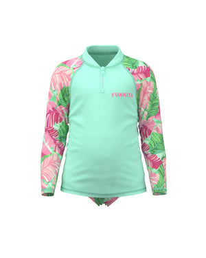 FUNKITA TROPIC PALM TODDLER GIRL'S ZIPPY RASH VEST