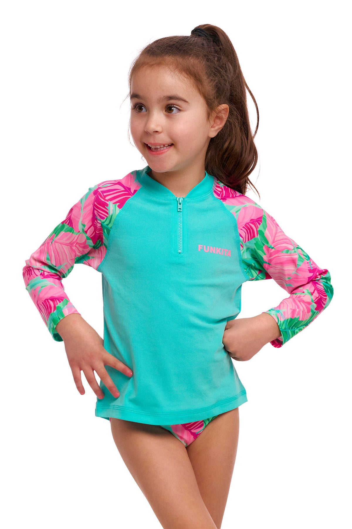 FUNKITA TROPIC PALM TODDLER GIRL&#39;S ZIPPY RASH VEST