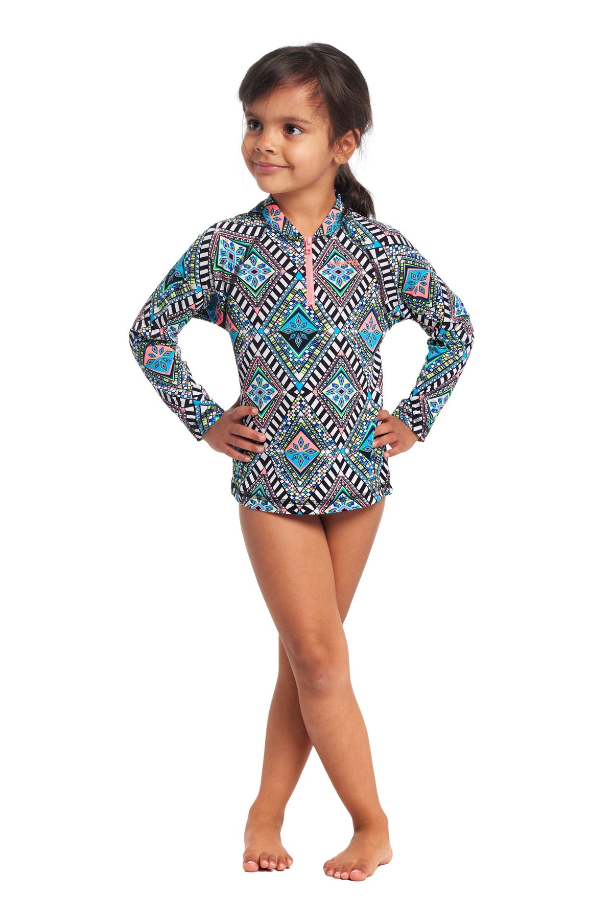 FUNKITA - TODDLER GIRLS Zippy Rashie &amp; Brief - Weave Please