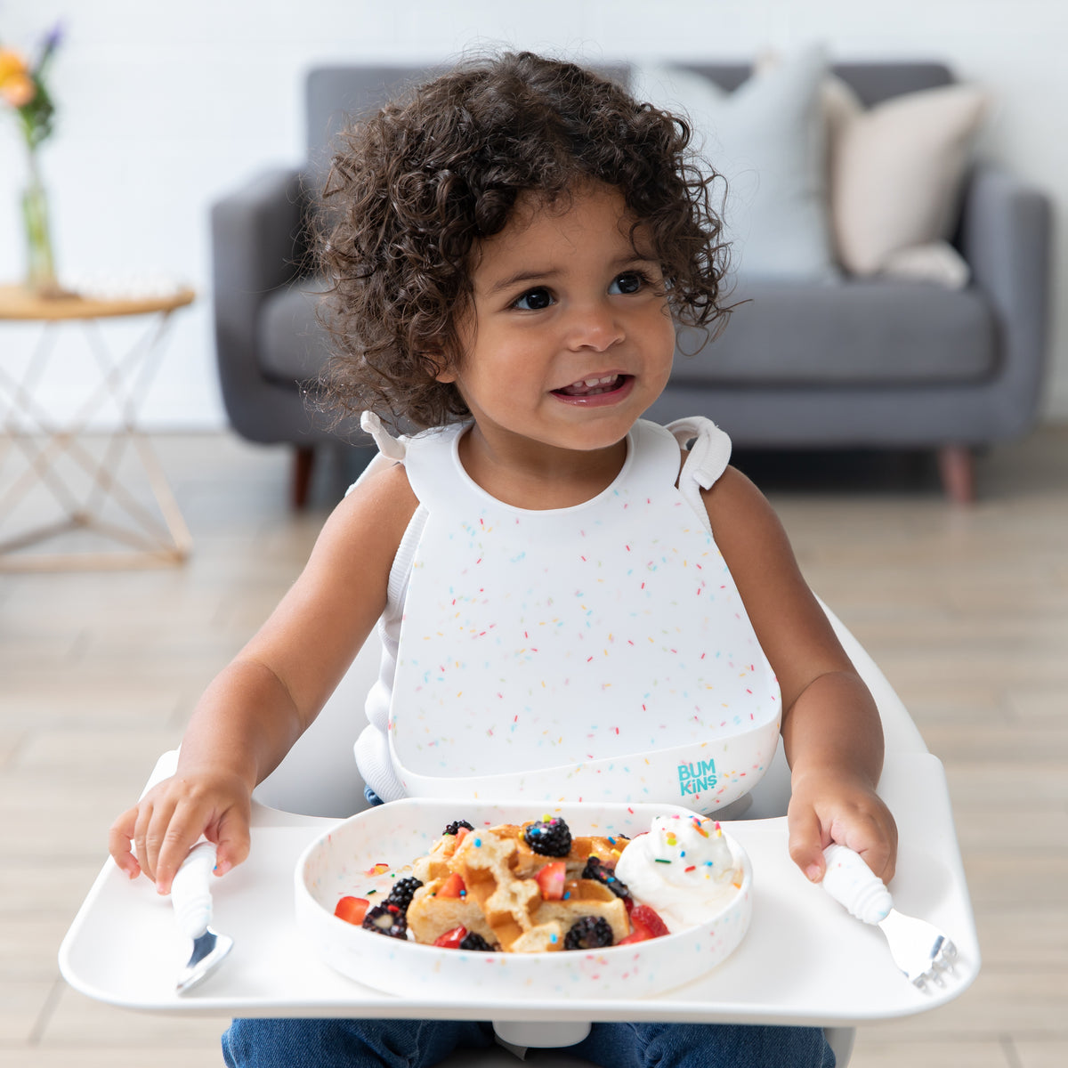 Bumkins Silicone Grip Plate - Vanilla Sprinkle