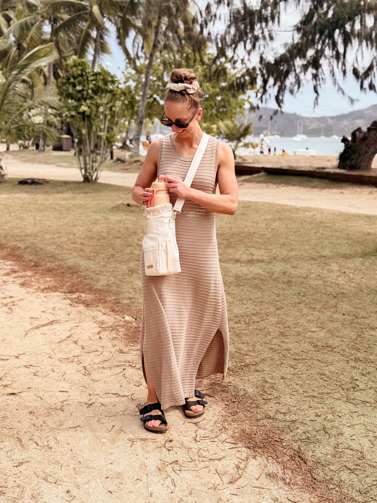 SACHI CROSSBODY INSULATED BOTTLE BAG  - ALABASTER