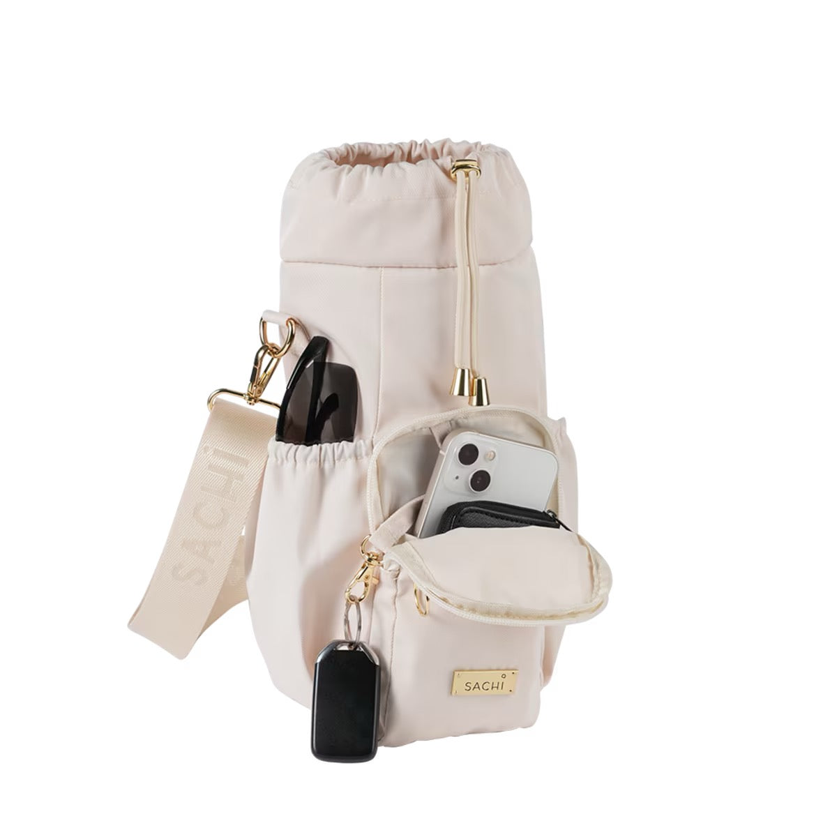 SACHI CROSSBODY INSULATED BOTTLE BAG  - ALABASTER