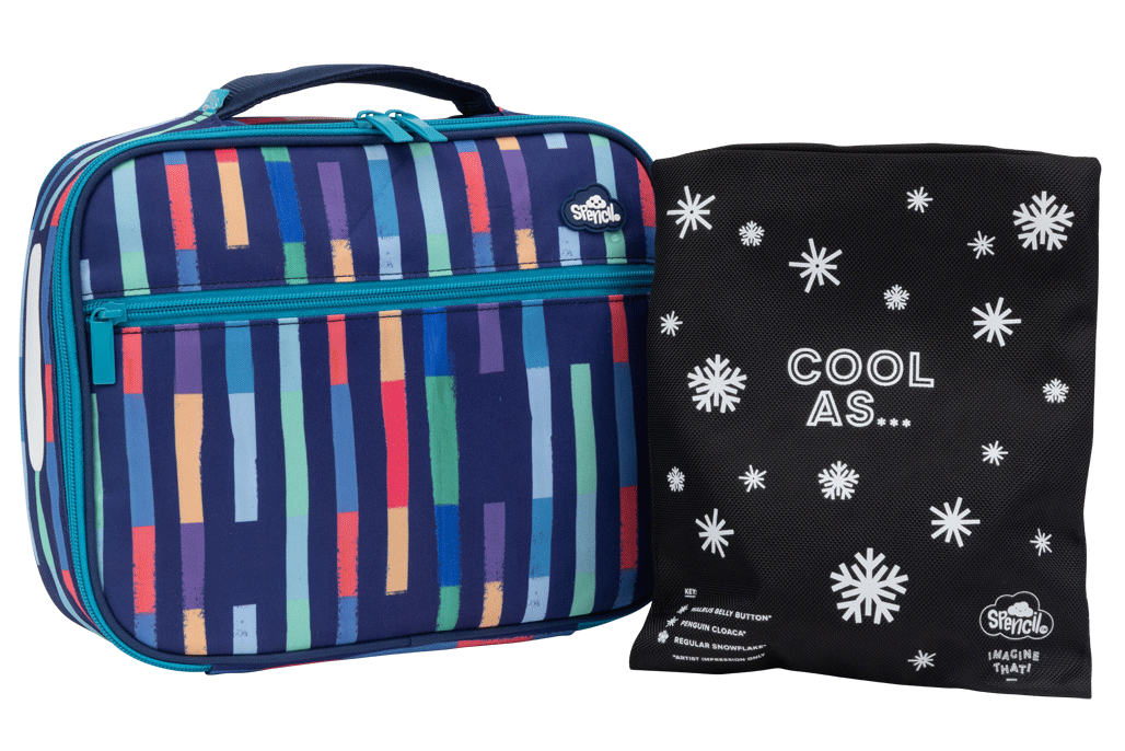 Spencil Big Cooler Lunch Bag + Chill Pack - Bright Stripes
