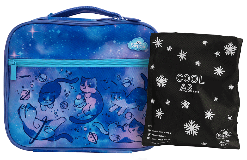 Spencil Big Cooler Lunch Bag + Chill Pack -  Cat-a-cosmic